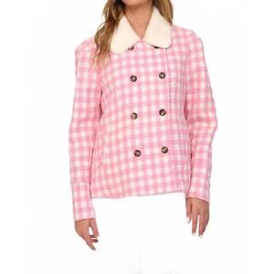 NEW FATE upper east side shearling collar coat in pink